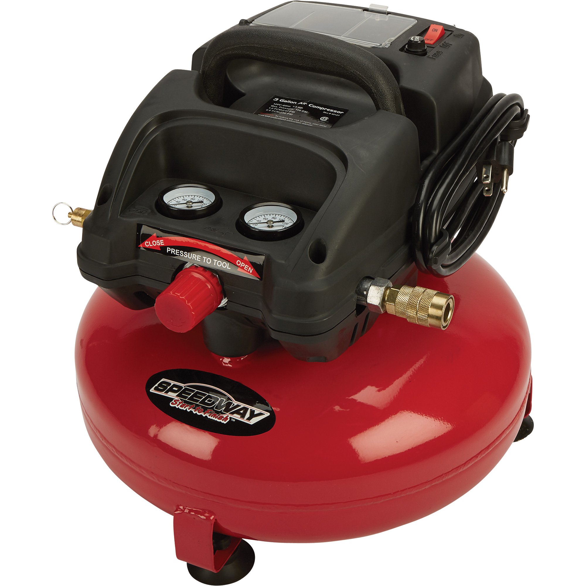 Oil-Free Pancake Air Compressor — 1/3 HP, 3-Gallon Tank